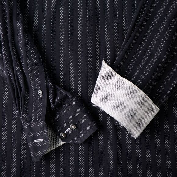 Bugatchi Uomo Shirt XL Black Striped Button-Up Men Long Sleeve Classic Going out - Picture 9 of 12